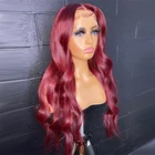 Длинные красные волнистые волосы на шнурке, синтетические парики для чернокожих женщин, с детскими волосами, натуральные волосы на каждый день