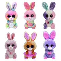 ty beanie boos big eyes stuffed animal plush rabbit series rainbow white bunny decor collection doll child birthday gift 15cm