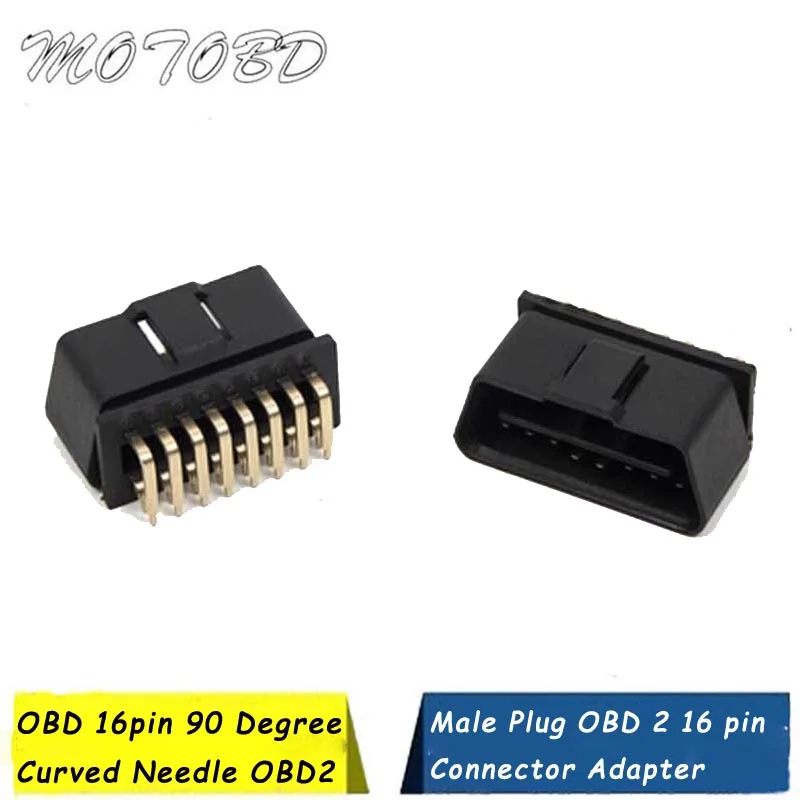 OBD 16pin 90 градусов изогнутая игла OBD2 16Pin штекер 2 16 контактный разъем адаптер