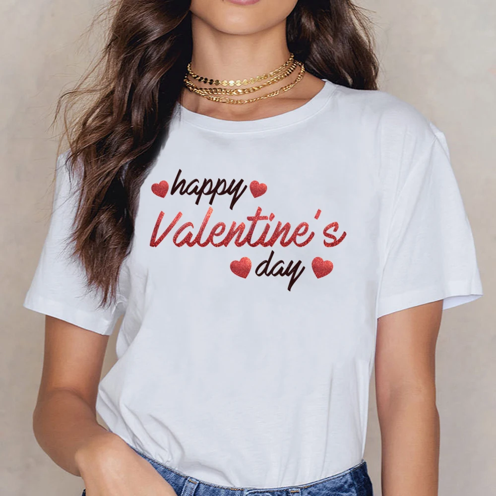 

Tops T Shirt Women Happy Valentines Day Special Love Affaction Quotes Womens Knotted Vogue Vintage Short Female Shirt