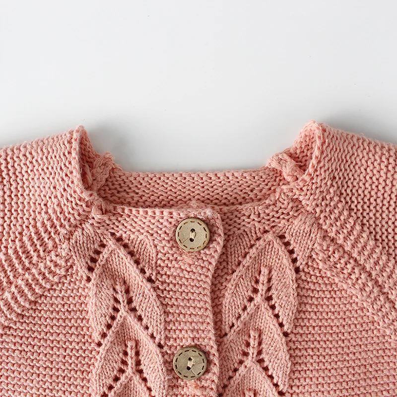 3D Leaves Design Knit Boys Girls Sweater Bebes Cardigan Kids Baby Toddler Romper Clothing Set Knitting Children Spring Clothes |