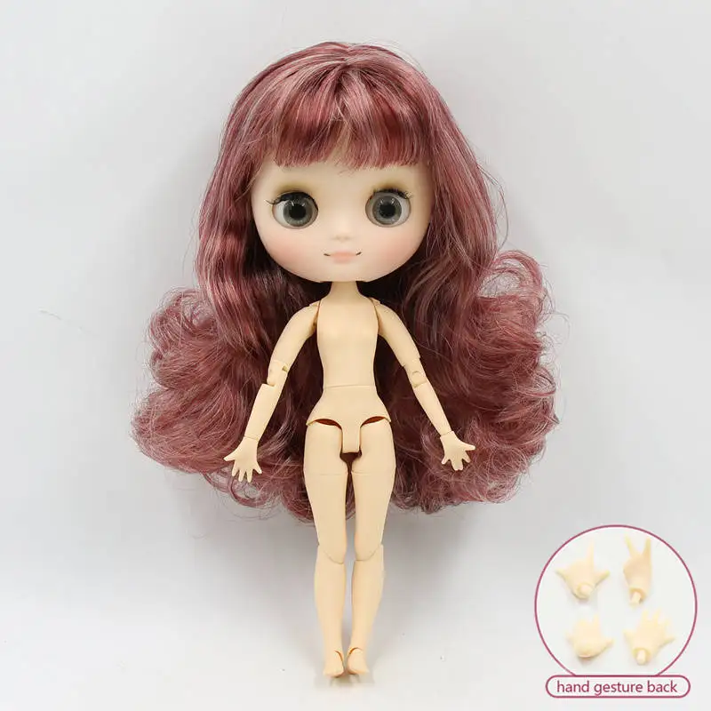 like the picture Кукла Middie blyth, Обнаженная, 20 см, шарнирное тело, матовое лицо с макияжем, серые глаза, мягкие волосы, сделай сам, игрушки, подарок с жестами - Цвет: like the picture