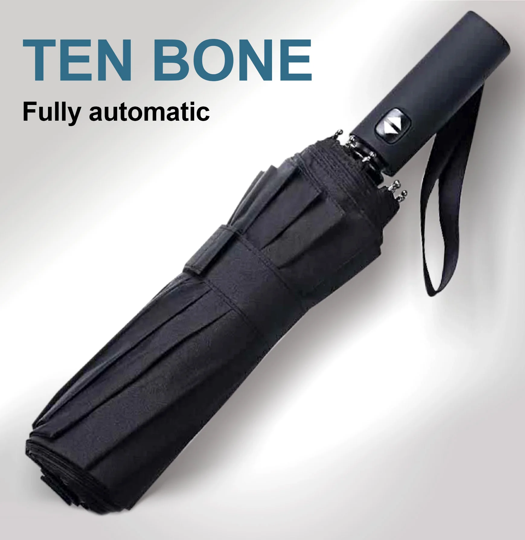 

Fully Automatic Umbrella Black Glue Sun Protection Three Fold Umbrella Business Wind Small Gift Durable Wind Resistance