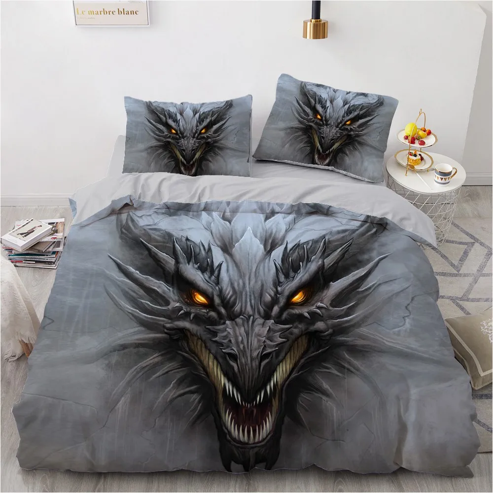 

3D Gray Bed Custom Design Modern Duvet Cover Sets Pillow Covers 200*230cm Queen King Full Twin Double Size Demon Beddings
