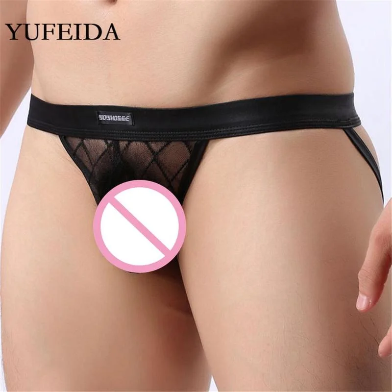 

Sexy Mens Underwear Gay Jockstrap G-Strings Mesh See Through Underpants Male Open Butt Sissy Panties Mens Thongs T-back Thongs