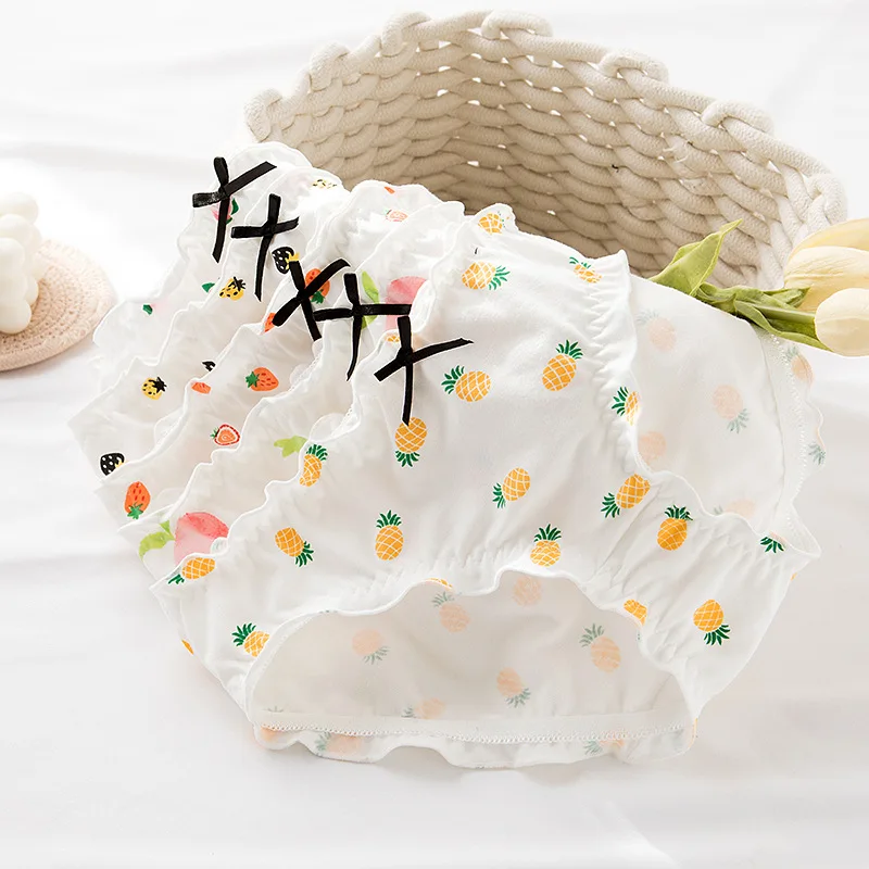 Women Sexy pineapple Panties Cotton high quality white Knickers Lotus leaf lady Strawberry Briefs Underwear fruit Lingeries 2020 | Женская