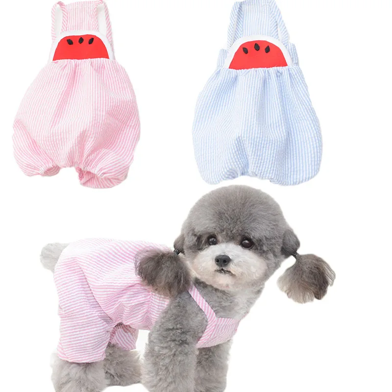 Watermelon Dog Clothes Pajamas Pink/Blue Summer Vest Outfits For Small Dogs Cat Shirt Jumpsuit Plaid Pyjamas Overalls S-XXL | Дом и сад