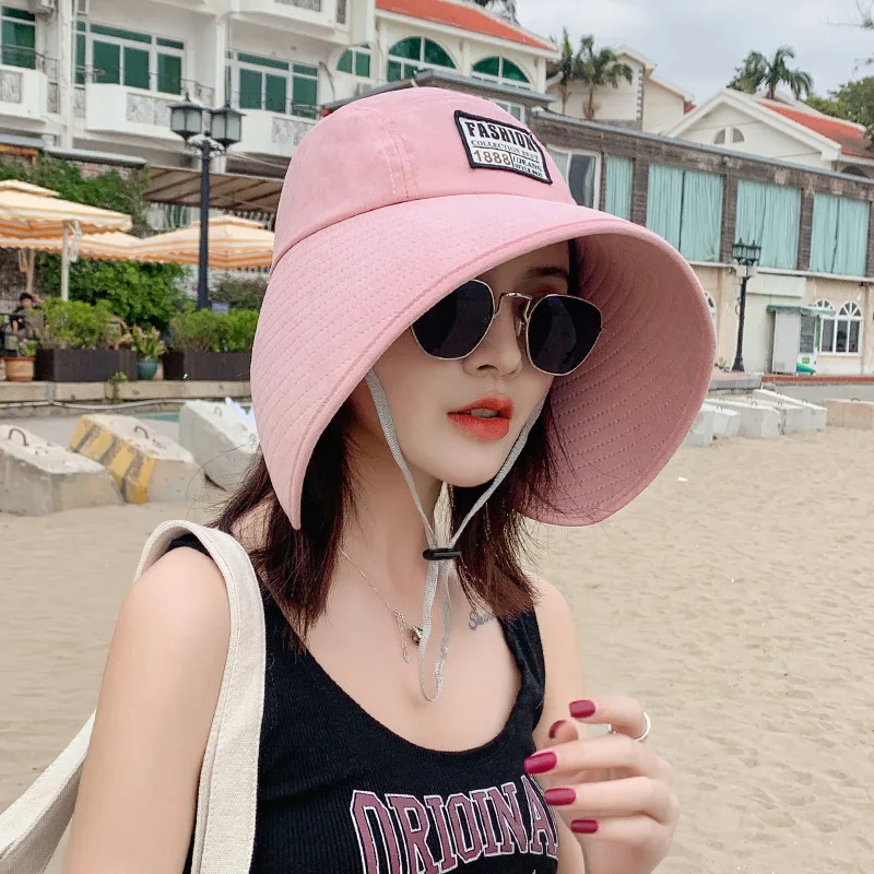 

Sun Hat Women Summer UV Protection Fisherman Hat Fashionable Big Brim Cap Beach Sunhats Traveling Wild Empty Top Hat 2020