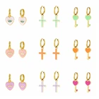 Женские серьги-гвоздики с эмалью, в форме сердца