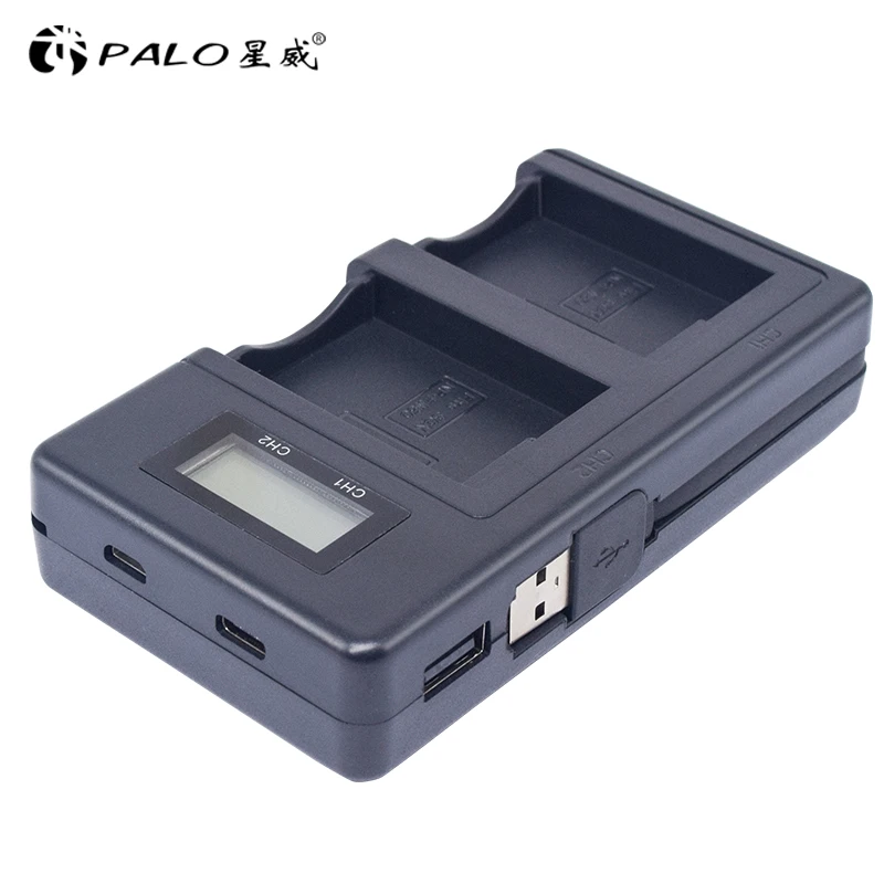 PALO цифровой Зарядное устройство LP-E6 LP-E8 LP-E17 NP-FW50 EN-EL15 EL15 ЖК-дисплей дисплей поставляется с USB Камера батарея двойной слот Зарядное устройство