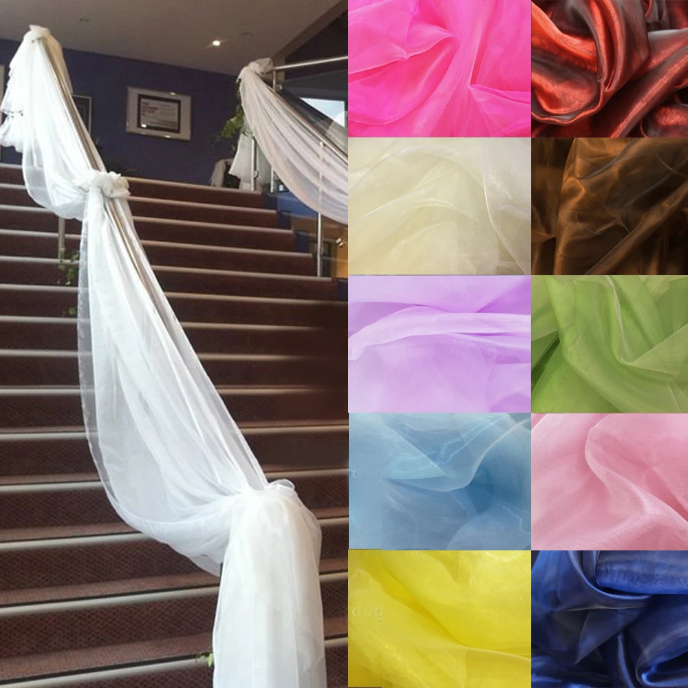 

500CM*135CM Sheer Organza Multi Use Wedding Chair Sash Bow Table Runner Swag Decorations