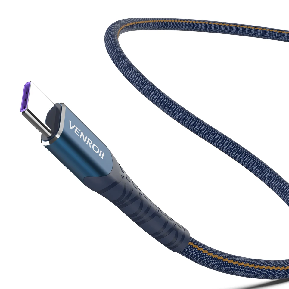 Blue Venroii usb type C кабель для huawei mate 30 20 Pro 5A Supercharge Кабо для P30 P20 P10 Honor Быстрая зарядка USBC type-C кабель для передачи данных - Цвет: Blue