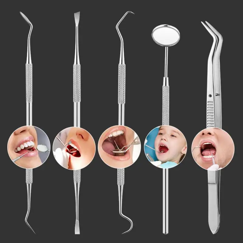 Stainless Steel Dental Tools Kit Teeth Tartar Scraper Mouth Mirror Dentists Pick Tool Scaler For Whitening | Красота и здоровье