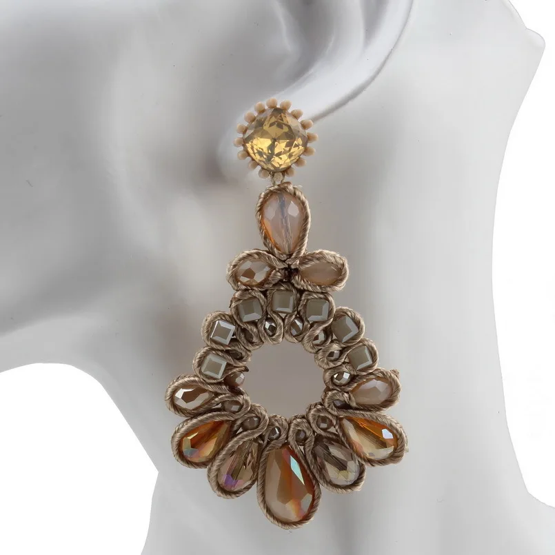 Ручной работы Каплевидная форма с украшением в виде кристаллов кулоном Длинные