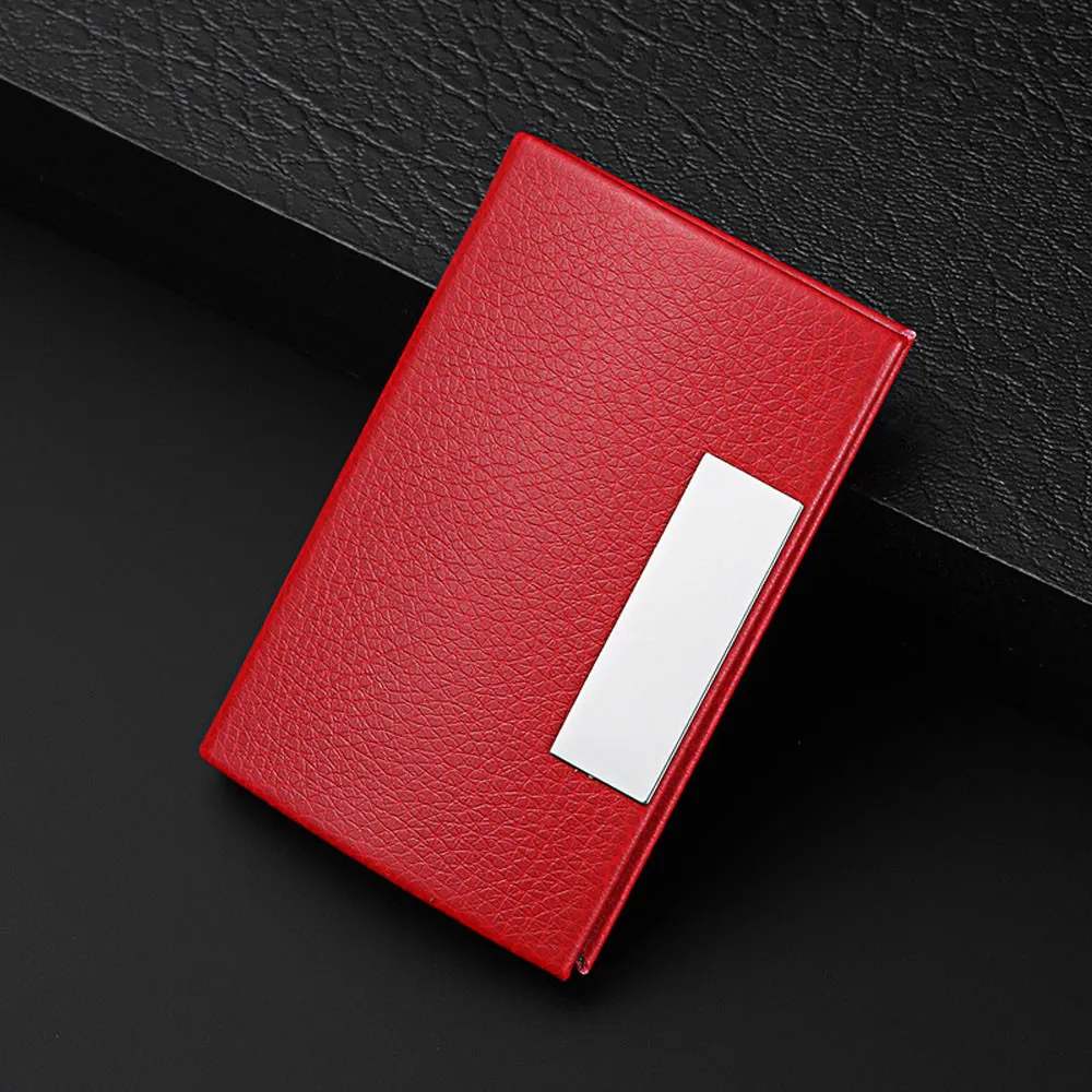 Кожаный чехол для визиток из нержавеющей стали мужчин и женщин привлекательный