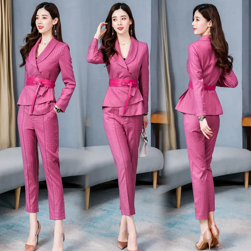 New korean pant suits for woman office suit Women's stripe Blazer & Suits Pant Suits women's Suits two-piece Sets Suits women