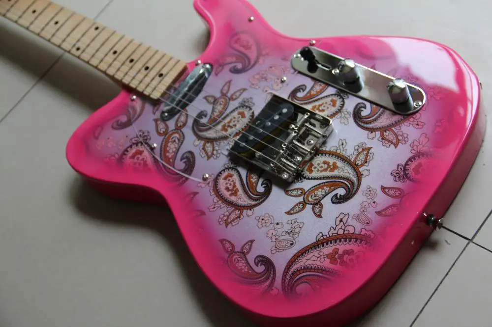 Wholesale Guitars China Guitar New Tel Model electric pink flowers body precision production 130415 | Спорт и развлечения