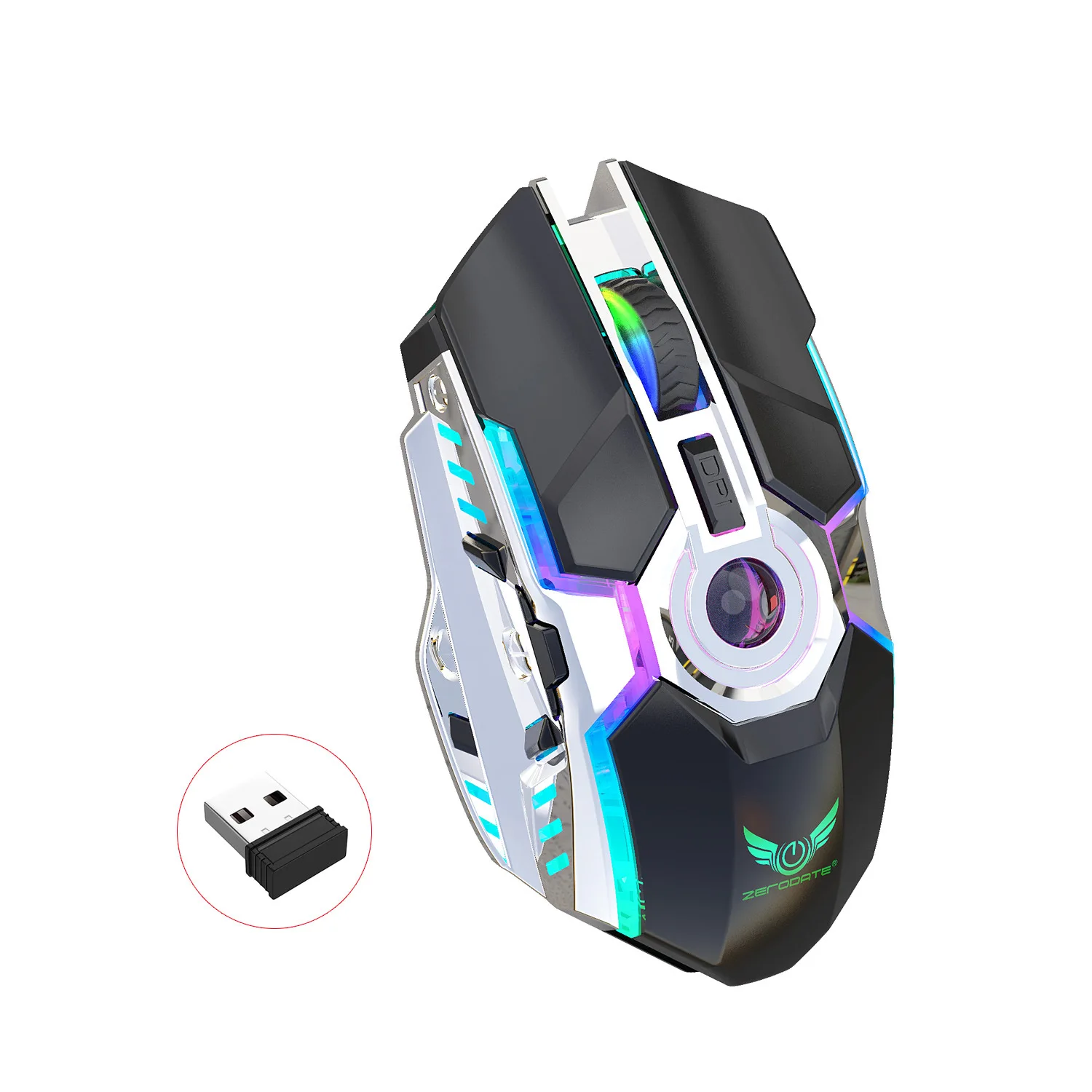 

Rechargeable Wireless Mouse Silent Ergonomic Gaming Mice 6 Keys RGB Backlight 2400 DPI for Laptop Computer Pro Gamer