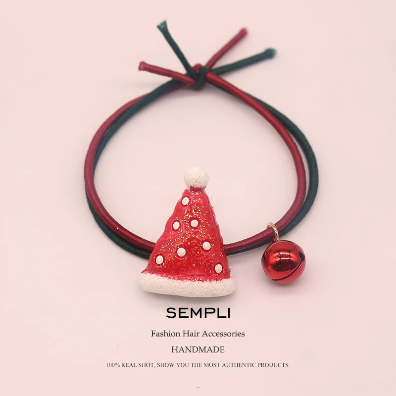 Big Hat 1 Sempli, 22 вида, высокие нейлоновые резинки, рождественский сезон, колокольчик, эластичные резинки для волос, для женщин, девочек, Санта Клаус, Рождественская елка, головные уборы - Цвет: Big Hat 1