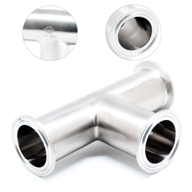 

Free shipping Stainless Steel SS304 Sanitary 3 Way Tri Clamp Tee 3/4"-4”
