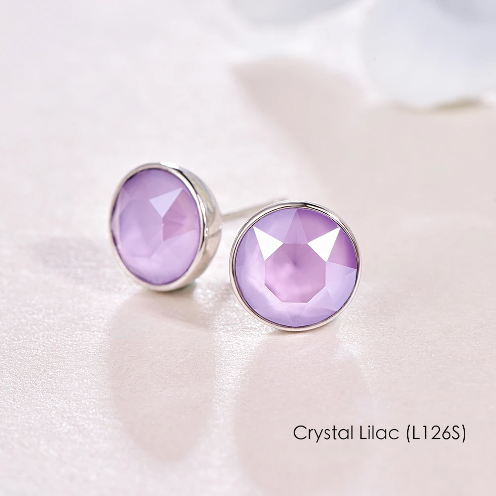 Crystal L126S Кристаллы из серьги с кристаллами Сваровски стерлингового серебра круглые Сережки для пирсинга для женщин стильные серьги-гвоздики Свадебные офисные украшения - Окраска металла: Crystal L126S