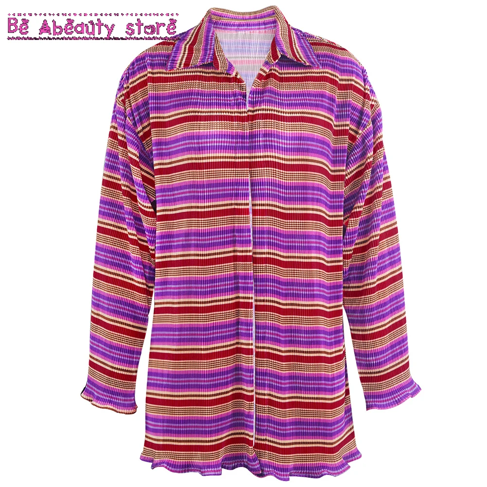 

Single-breasted Striple Print Shirt Dress Women Oversized Mini Long Sleeve Spring Summer Y2K V Neck Casual Dresses