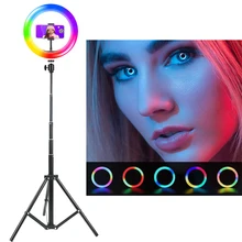 26cm RGB LED Selfie Ring Light with Tripod Phone Photography Round Lights Photo Studio Ring Lamp for YouTube Tiktok Video