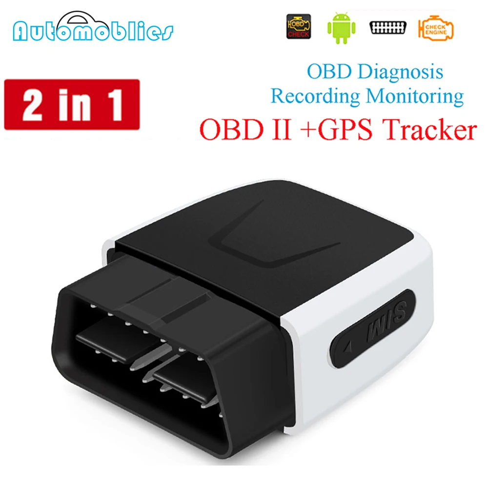 Мини GPS трекер Автомобильный OBD II локатор 16 контактный Plug Play GSM OBD2 2 в 1 устройство