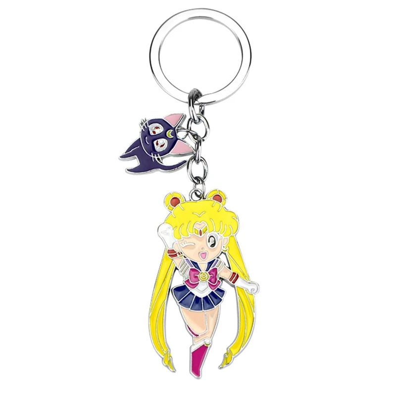 

Pendant Cosplay KeyChains Cartoon Keyring Toy Kids Gift Cute Sailor Moon Figure Toys Anime Sailormoon Cat Model Keychain