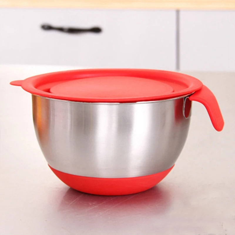 

Mixing Bowl,Stainless Steel Bowl with Sealing Lid,Grater Attachments,Non-Slip Grip,Measurement Marks and Non-Slip Bottom