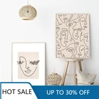 Абстрактная женщина, лицо, одна линия, рисование, принты, листья, растения, холст, живопись, плакат, минималистичный скандинавский Настенный декор, картина для дома Dec