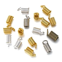 100pcs spring connector clasps cord crimp end fastener for diy bracelet jewelry making findings components accessories 4x10mm