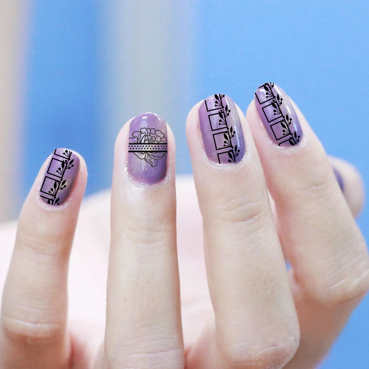 6*12 см прямоугольные Цветочные листья дизайн изображения ногтей штамп трафареты