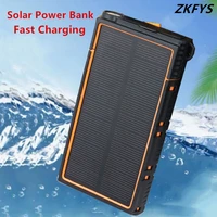 waterproof solar power bank 10000mah portable external battery mobile phone charger pack led lighting usb ports travel charger