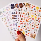 1 лист 3D наклейка для ногтей украшения для ногтей цветы листья переводные наклейки Переводные слайдеры красочная фольга сделай сам обертывания для маникюра