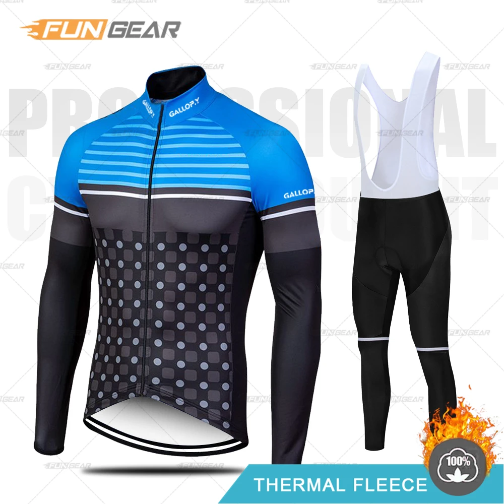 BIB SET GALLOP. Y Профессиональный командный комплект из Джерси, зимняя одежда для велоспорта, Мужская Униформа с длинным рукавом, комбинезон, комплект, теплая флисовая одежда, сохраняющая тепло - Цвет: BIB SET