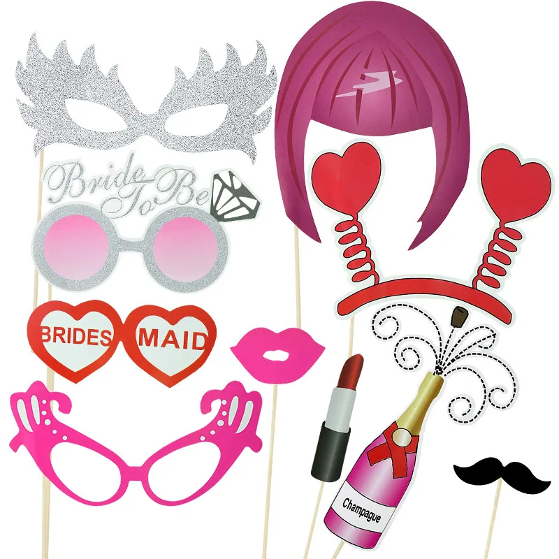 

10pcs Bride To Be Photo Props Bachelorette Party Wedding Decoration Team Bride Hens Night Bridal Shower Photo Booth Props Supply