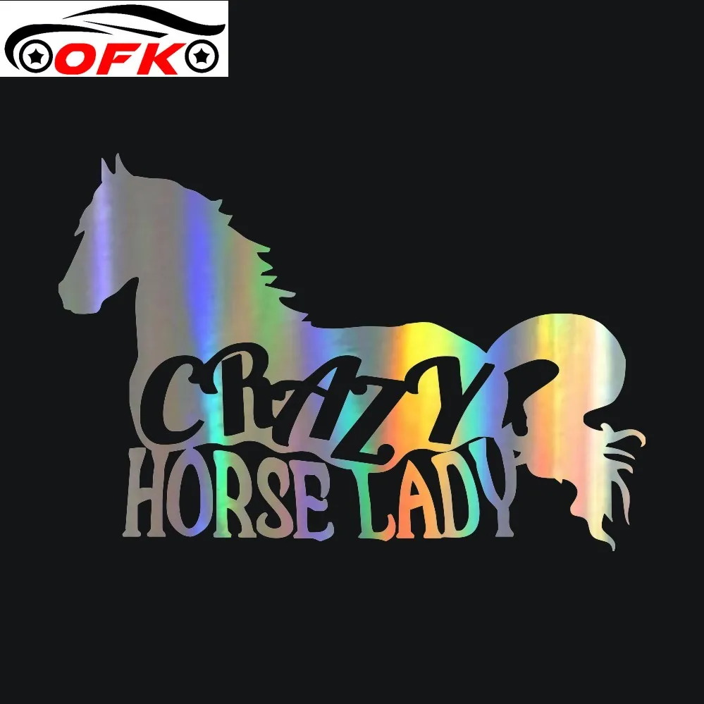 

Car Stickers Funny Crazy Horse Lady for Bumper Sticker Motor Laser Styling Decoration PVC 13.6cm*9.2CM