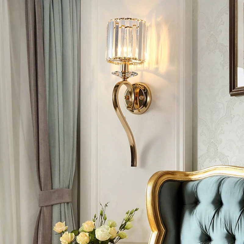 

Хрустальная Золотая светодиодная настенная лампа в американском стиле, роскошный светильник для виллы, отеля, кабинета, коридора, гостиной,...