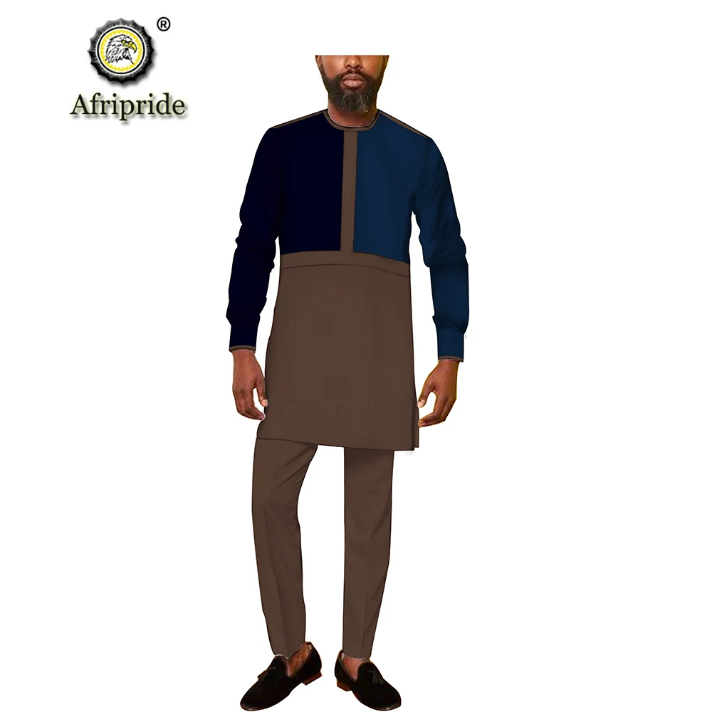 African Men Tribal Attire Dashiki Clothing Ankara Coats and Pants Suit Casual Slim Fit Traditional Set AFRIPRIDE S2016004