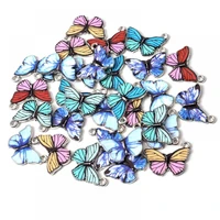 10pcs 7colors alloy metal drop oil colorful butterfly charms animal pendant for diy bracelet necklace jewelry making accessories