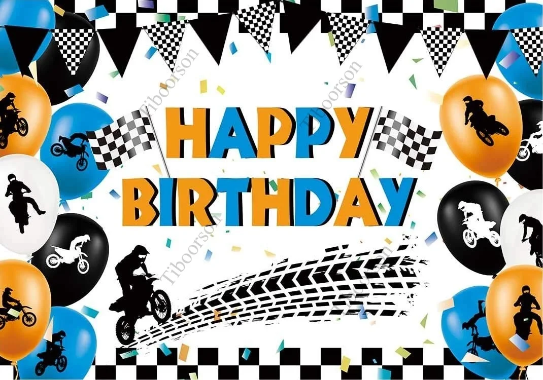 Motocross Extreme Sports  Photograph Backdrop Decoration Dirt Bike Racing Birthday Balloons Tire Track Background Banner enlarge