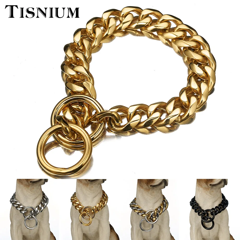 

Tisnium 19mm Heavy Dog Chain Collars Stainless Steel Pet Choker Accessory Safety Necklace Dog Rope Custom Length 12-36"Wholesale