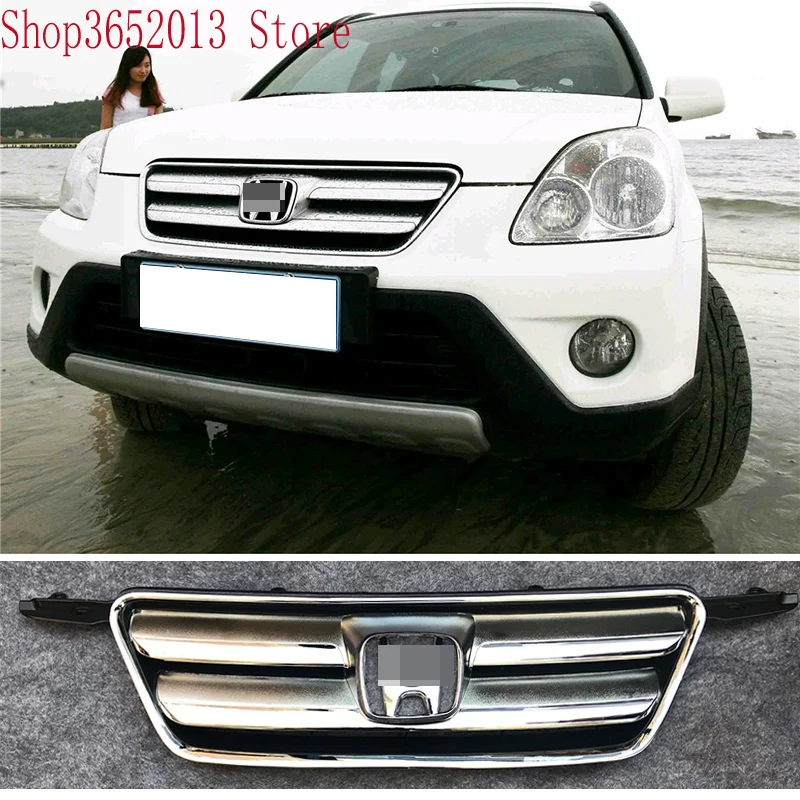 

ABS Chrome frame Front Bumper mesh Grill Grille Car styling 1 set For Honda CR-V CRV 2005-2006