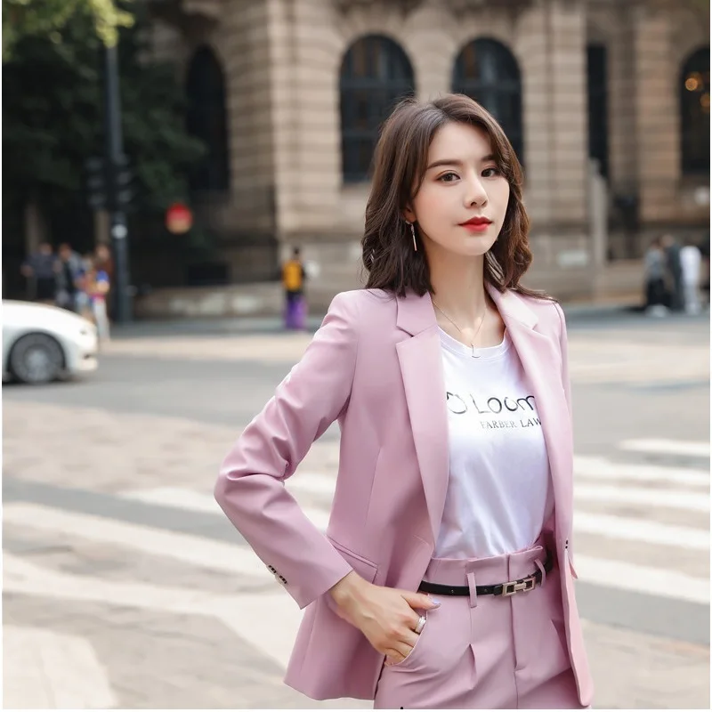 

2021 Women's jacket Long Sleeve Pink Coat OL Styles Summer Fall Blazers Jackets Coat for Women Ladies Office Blazer Outwear Tops