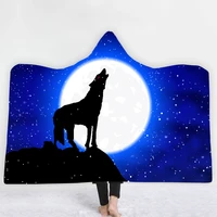wolf hooded blanket tribal animal dreamcatcher sherpa wearable blanket adults geometric colorful throw blanket