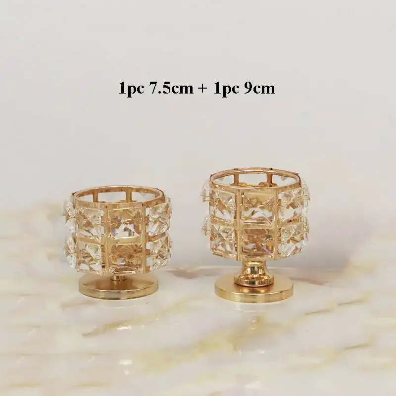 1pc 7.5cm 1pc 9cm PEANDIM маленький хрустальный подсвечник, золотой милый чайный светильник, подсвечник для украшения свадебного стола, вечерние подсвечники для дома - Цвет: 1pc 7.5cm 1pc 9cm