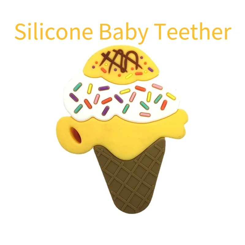 

1pc Ice Cream Lovely Silicone Teether Baby Toys Teething Chewable BPA Free Pendant for Nursing Necklace Baby Teether Wholesale