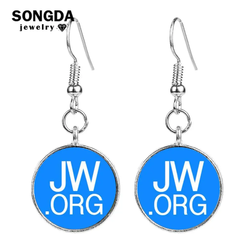 SONGDA Мода светлое серебро JW. ORG серьги стеклянные с художественными фотографиями