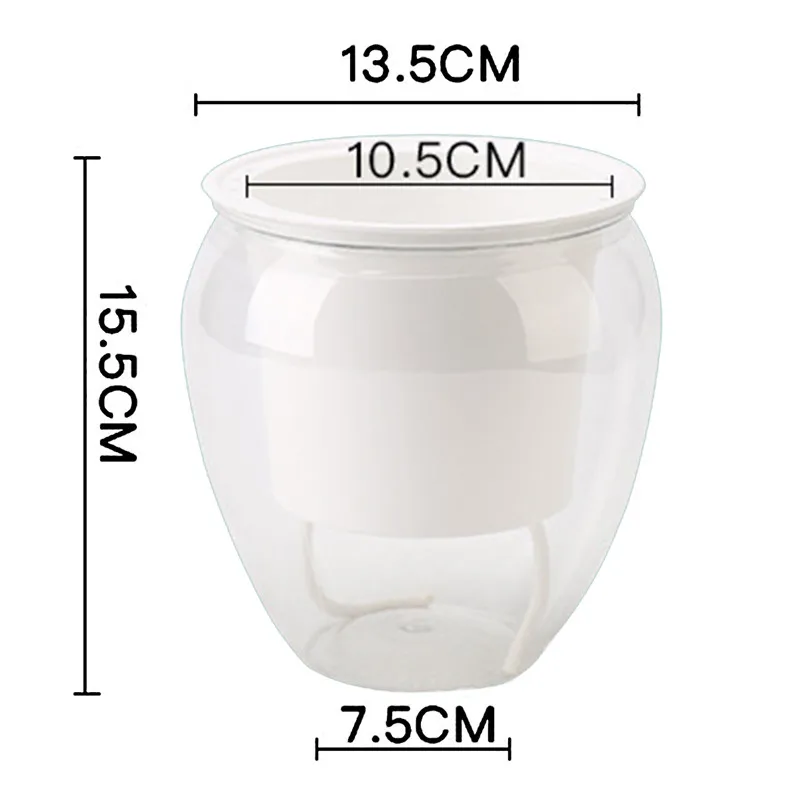 Цветочный горшок с автоматическим поливом прозрачный пластиковый цветочный для